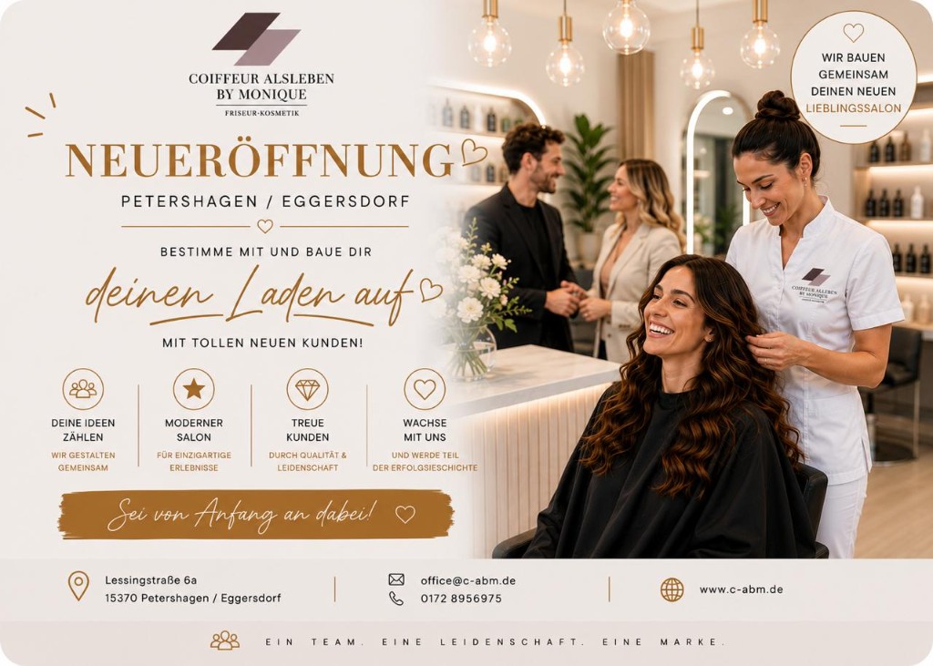 Neueröffnung Petershagen – Friseur/in gesucht